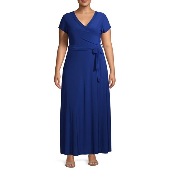 Ella Samani Womens Plus Maxi Wrap Dress 
